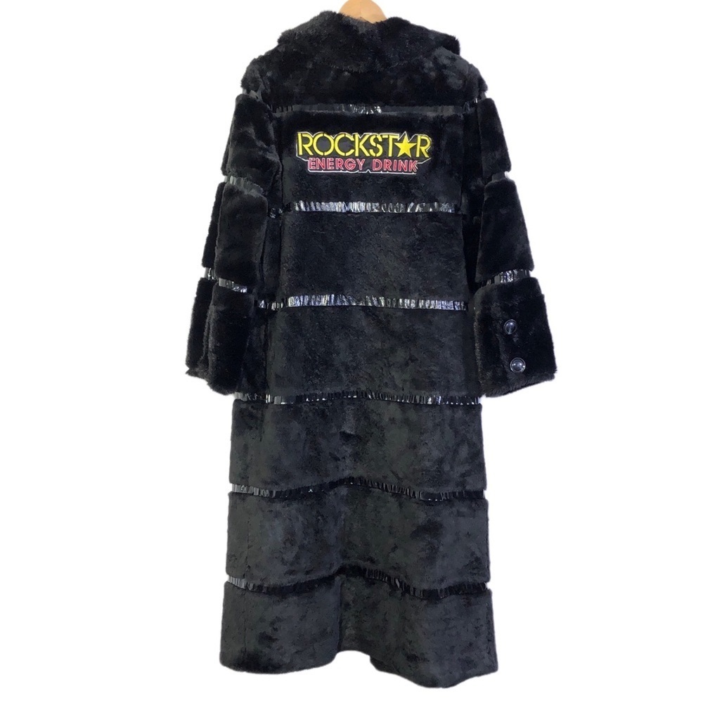 Rachel Zoe Rockstar Black Faux Fur Long Jacket - Picture 2 of 11